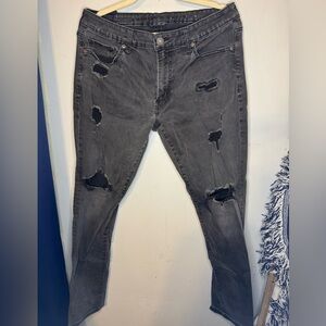 American Eagle Outfitters Charcoal Distressed Skinny Jeans